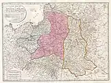 Map of the truncated territory of Poland (pink) after the Second Partition, published in London in 1794