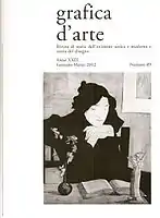 Cover page of Grafica d'Arte n. 89, January–March 2012, with "La Jeune femme au Tanagra". 1897, etching in colours 64 x 52&nbsp;cm. Exh. Vollard 1898. BnF, département des Estampes. Koehl, E42