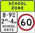 (R4-V105) 60&nbsp;km/h Speed Limit School Zone (Used in Victoria)