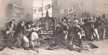 French Government Attack on the Freedom of the Printing Press (1833), La Caricature, 35.4 x 53.3 cm.