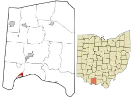 Location in Adams County and the state of Ohio.