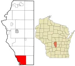Location in Adams County and the state of Wisconsin.