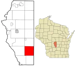 Location in Adams County and the state of Wisconsin.
