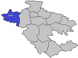 Location of Akole in Ahmednagar district in Maharashtra