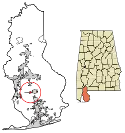 Location of Silverhill in Baldwin County, Alabama.
