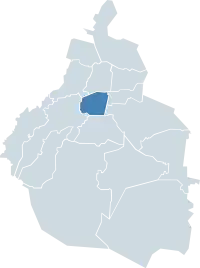 Del Valle neighborhood is located in the Benito Juarez borough. (Map showing location of the borough within Mexico City)