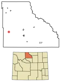 Location of Burlington in Big Horn County, Wyoming.