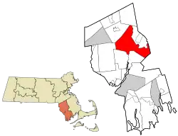 Location in Bristol County, Massachusetts