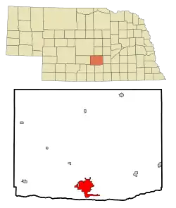 Location of Kearney within Nebraska and Buffalo County