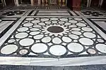 Example of marble mosaic pavement in the Madrasa of Sultan Barquq (1386)