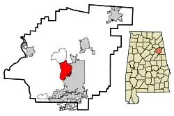 Location in Calhoun County and the state of Alabama