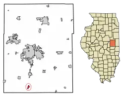 Location of Pesotum in Champaign County, Illinois.