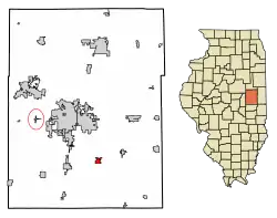 Location of Philo in Champaign County, Illinois.
