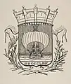 1854 depiction with the mural crown and the motto but without the chief