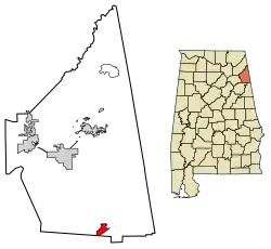 Location of Spring Garden in Cherokee County, Alabama.