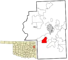 Location within Cherokee County and the state of Oklahoma