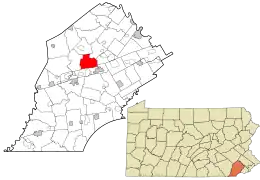 Location in Chester County and of Chester County in Pennsylvania
