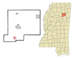 Location of Woodland, Mississippi