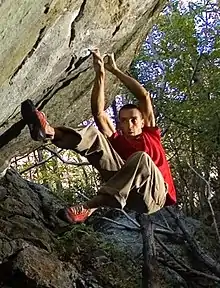 Christian Core on Gioia (Varazze, ITA), first 8C+ (V16) boulder in history, 2008