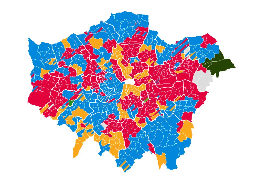 2002 London local elections results map