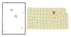 Location within Clay County and Kansas