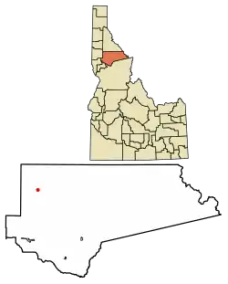Location of Elk River in Clearwater County, Idaho.