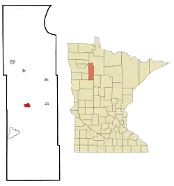 Location of Bagleywithin Clearwater County and state of Minnesota