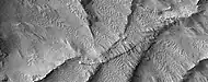 Close view of curved ridges, as seen by HiRISE under HiWish program  These formed underground and then were uncovered by erosion.