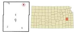 Location within Coffey County and Kansas