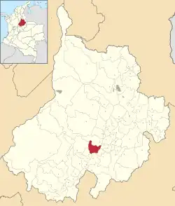 Location of the municipality and town of Chima (town) in the Santander Department of Colombia.