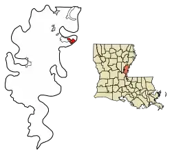 Location of Vidalia in Concordia Parish, Louisiana.