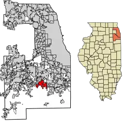 Location of Frankfort in Will and Cook Counties, Illinois