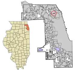Location in Cook County and the state of Illinois