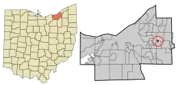 Location in Cuyahoga County and the state of Ohio