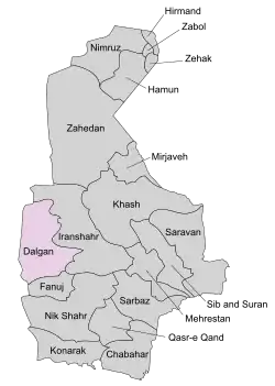 Location of Dalgan County in&nbsp;Sistan&nbsp;and&nbsp;Baluchestan province