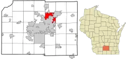 Location in Dane County and the state of Wisconsin.