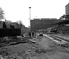 Construction of the Manchester Metrolink lines at Piccadilly Gardens in 1991