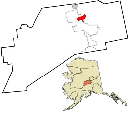 Location in Denali Borough and the state of Alaska.
