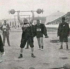 Dimitrios Tofalos (no. 700) behind Steinbach (no. 872) at the 1906 Intercalated Games.