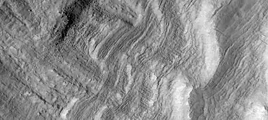 Close view of dipping layers that show the thin nature of the layers.