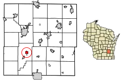 Location of Lowell in Dodge County, Wisconsin.