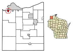 Location of Oliver in Douglas County, Wisconsin.