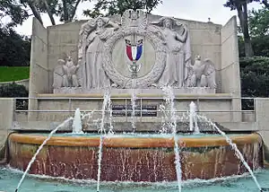 Eagle Scout Memorial Fountain (1968), Kansas City, Missouri. Salvaged pieces from Pennsylvania Station,New York City