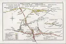 A 1911 map of the WLL (running south to north, depicted in yellow and red) and its junctions