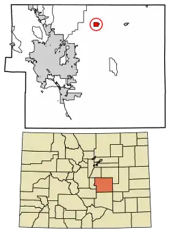 Location of the Peyton CDP in El Paso County, Colorado.