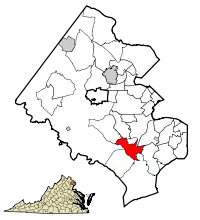 Location of Newington in Fairfax County, Virginia