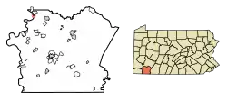 Location of Fayette City in Fayette County, Pennsylvania.