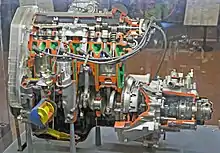 Cutaway of a Fiat 1581&nbsp;cm3 engine
