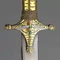 Fish motif on the cross-guard of Ghazi-ud-Din Haidar Shah's sword.