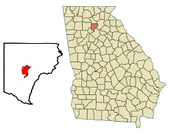 Location in Forsyth County and the state of Georgia